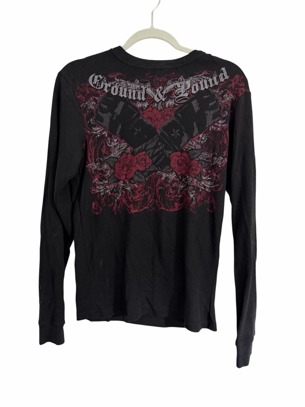 MMA Elite - Black Long Sleeve Graphic Tee with Red Floral Design